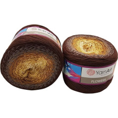 YarnArt Flowers 500g Bobel vilna, krāsu gradients, 55% kokvilna, daudzkrāsaina, bobel vilna, daudzkrāsains vilnas audums adīšanai