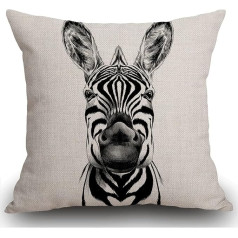 Smooffly Double Sided Zebra spilvens Cover Hippie Square Wildlife Āfrika Herbivorous Zirgs Zebra Head 18 x 18 collu Home Dzīvojamā istaba Dīvāns Dārzs Dīvāns Dīvāns Auto