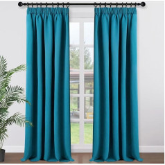 Topfinel Teal Blackout aizkari guļamistabai 2 paneļi zīmuļa ielocēm Siltuma izolācijas aizkari viesistabai Super mīksti īsi aizkari zēnu guļamistabai 46 x 90 collas