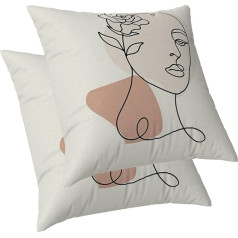 ggaimwf Abstract Square Linen Cushion Covers for Sofa Living Room Morocco Modern Woman Rose Portrait Cushion Covers Guļamistaba Inner Cushion Cover with Invisible Zip 50 x 50 cm Set of 2