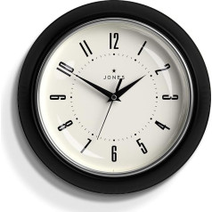 JONES CLOCKS® Ketchup sienas pulkstenis Retro dizains Ideāli piemērots virtuvei, mājas birojam, guļamistabai 25cm (melns)