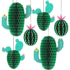 KatchOn, Hanging Cactus Centerpieces - 6 Pack Cactus Party Decorations Cactus Honeycomb Fiesta Party Decorations Cactus Classroom Decor Desert Party Decorations Mexican