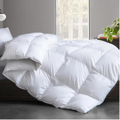 Cosybay Down Comforter 100% kokvilnas stepēts balts zosu pūkas un spalvu pildījums hipoalerģisks veļas mašīnā mazgājams visu sezonu gultasveļa vienvietīga (6890 collu) Twin White