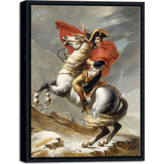 Wieco Art Napoleon Over The Alps Framed Oil Painting by Jacques-Louis David Reproduction Abstract HD Prints Wall Decor Classic Artwork for Home Office