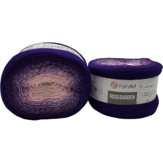 YarnArt Rosegarden, 500 g Bobbel vilnas krāsu gradients, 100% kokvilna, daudzkrāsains (violeti ceriņi rozā 321)