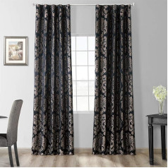 HPD Half Price Drapes HPD JQCH-201301-96 Dizainera damaskas aizkari viesistabai, mākslīgais zīds, 127 x 248 cm, poliesters, Astoria Black & Grey, 50W x 96L