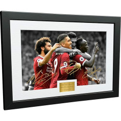 Kicks FAB Three - ROBERTO Firmino Mohammed MO Salah sadio Mane 12 x 8 A4 A4 parakstīts Liverpool FC - autogrāfu karte fotogrāfija, dāvanu komplekts ar fotogrāfiju, dāvanu rāmis