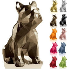 Candellana Candle Candle Bulldog Low Poly | Augstums: 25 cm | Misiņš | Roku darbs ES