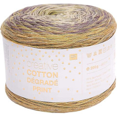 Rico creative Bobbel Cotton Degrade Print Colour 004, 200 g Bobbel ar smalku krāsu gradientu, apmēram 800 m krāsu gradienta dzijas