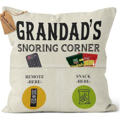 CROWNLY CRYSTAL® Grandpa Snoring Corner Dāvana vīriešiem Spilvenu pārvalks Ziemassvētki 45 x 45 cm Dāvana vectēvam no mazdēla Ziemassvētku dekorēšana Dzimšanas dienas Pensionēšanās dāvanas Dāvanas vectēvam Labākais vectēvs