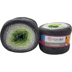 YarnArt Flowers 500g Bobel vilna, krāsu gradients, 55% kokvilna, daudzkrāsaina, bobel vilna, daudzkrāsains vilnas audums adīšanai