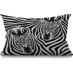 BGBDEIA Zebra spilvena pārvalks 30 x 50 cm Savvaļas dzīvnieku safari pāris Zebras melnas baltas svītras Taisnstūra spilvenu pārvalki Mājas dekoratīvie kokvilnas lina metamie spilveni gultai dīvānam 30 x 50 cm