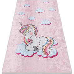 Junior 51855.804 Bērnu paklājs Unicorn Clouds neslīdošs rozā 80 x 150 cm