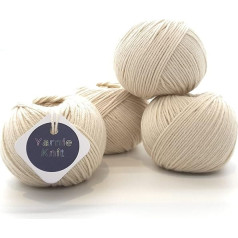 Yarnie Knit Utopi DK 55% īpaši smalka Merino vilna 45% kokvilna DK dzija 50g 99m vienā bumbiņā 4 Pack (whipped cream) Piemērota jebkuram tamborēšanas un adīšanas projektam.