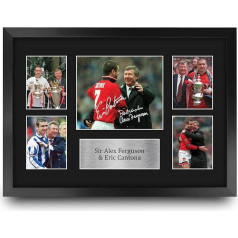 HWC Trading FR A3 Sir Alex Ferguson & Eric Cantona Printed Memorabilia parakstītu autogrāfu fotoattēlu futbola faniem un līdzjutējiem - A3 Framed