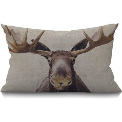 BGBDEIA Farmhouse Cushion Cover Elk 12x20 Lumbar Pillow Case Home Decor kokvilnas lina spilvens lieta dīvāna dīvāna dīvāna Housewarming dāvanas ģimenes istabas dekori 12x20 collu