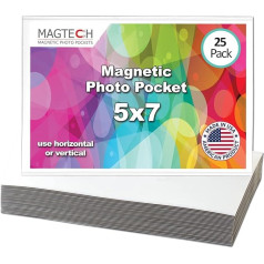 Magtech Magnetic Photo Pocket Picture Frame, balts, 5 x 7 collu fotogrāfiju turētājs, 25 iepakojumi (15725)