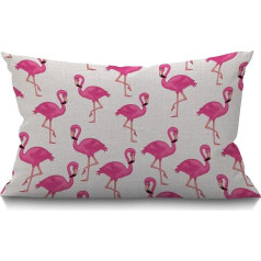 BGBDEIA Flamingo spilvenu pārvalks Lauku māja Meitenes Dzīvnieku modes Adorable Mazs gudrs vasaras rozā rotājumi Spilvenu pārvalks dīvāna dīvānam Kokvilnas lina 30 x 50 cm 12 x 20 collas