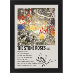 The Stone Roses albuma vāks parakstīts plakāts ar autogrāfu izdruku Displejs Fanu merčendijs Dāvanas Kolekcionējama piemiņai Sienas māksla The Stone Roses Enthusiast (ierāmēts A4)