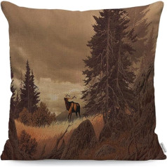 WONDERTIFY briedis spilvens gadījums Elk Rocky Mountains Rock Forest Tree Wildlife Throw spilvens Covers dīvāns Home Decor Brown 18 x 18 collu