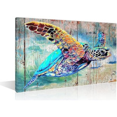 TISHIRON Jūras bruņurupucis Canvas Wall Art Pictures Vannas istaba Living Room Prints Ocean Sea Life Artwork Home Decor 18x12 ar rāmi gatavs pakārt