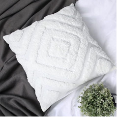 Boho krēmkrāsas balts spilvens sedz 45x45cm ģeometrisks dimanta tekstūra Tufted Throw dīvāns krēsls Cute Ivory Dekoratīvie