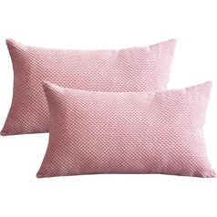 Lutanky Velvets spilvenu pārvalki (2 Pack) Super mīksts taisnstūra ananāsu režģa spilvenu pārvalki dīvānam guļamistabai Mājas dekorēšanai 30 x 50 cm (rozā, 2 Pack)