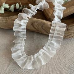 4 cm plata balta balta melna organzas grumbu krokots mežģīņu auduma RUFFLES roku darbs lentes kleita apkakles aproces RUFFLES apdares šūšana Decor