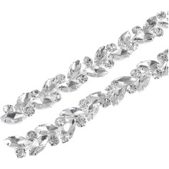 ieguves karte 1 Yard Crystal Rhinestone ķēdes apdares apdares Diamond Rhinestone Chain Applique amatniecības Šūšana Apģērbu Apģērbu kāzu puse apdare White