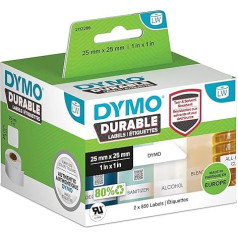 DYMO 2112286 Etiķetes 25 x 25 mm polipropilēna plēve balta 1700 gab. Pastāvīgā universālā etiķete