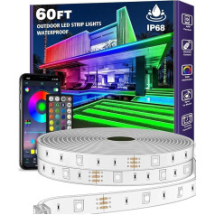 AILBTON 18 m āra LED lentes gaisma, ūdensizturīga, IP68 āra LED lentes gaisma, ūdensizturīga ar tālvadības pulti, mūzikas sinhronizācija RGB āra LED pasaku gaismas balkonam, terasei, jumtam, dārzam,