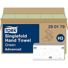 Tork 290179 Zaļie zigzagveida roku dvieļi Advanced for Tork H3 zigzagveida un salokāmie roku dvieļi, 2 kārtu absorbējoši., zaļš