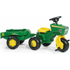 Rolly Toys rollyTrac John Deere Dreirad mit Hänger (für Kinder von 2,5 - 5 Jahren, Soundlenkrad, Heckkupplung) 052769