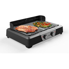 Princess Electric Grill and Table Grill - 43 x 27 cm - Adjustable Thermostat - 2 Heating Zones - Non-Stick Coating - 2000 W - 01.112254.01.001, Black