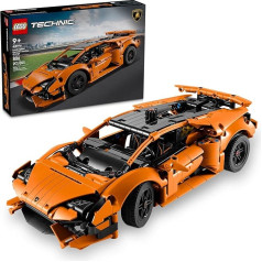 LEGO Technic 42196 Lamborghini Huracán Tecnica Orange Advanced konstruktors, Lamborghini auto rotaļlieta bērnu istabas dekoram, auto modeļu komplekts zēniem un meitenēm no 9 gadu vecuma, 42196