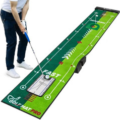 SAPLIZE Golf Putting Mat, komplekta A (Trajektorijas izsekošana, ar vairākiem treniņu režīmiem) vai komplekta B (divi ātrumi) izvēle, Putting Green Matt iekštelpām/āra lietošanai