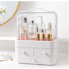 YunNasi Make Up organizators ar atvilktnēm Putekļu un ūdensizturīgs make up organizators Kosmētikas uzglabāšanas kaste ar 3 atvilktnēm Kosmētikas organizators (White 3)