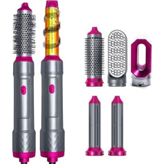 5-in-1 Air Styler karstā gaisa suku komplekts, matu veidošanas komplekts, negatīvo jonu matu veidotājs ar fēnu, apaļā matu suku, matu žāvētāja birste, matu iztaisnošanas birste, matu iztaisnošanas birste, Air Styler Thermal Brush matu žāvē