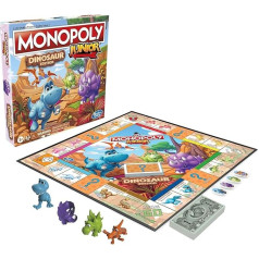 Hasbro Gaming Monopoly Junior Dinosaur Edition, galda spēle, 2-4 spēlētājiem, ar Dino žetoniem, vecumā no 5 gadiem (Amazon Exclusive)