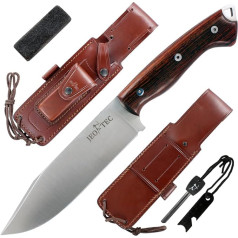 JEO-TEC Nº37 Āra kempinga jostas nazis Medību nazis Izdzīvošanas nazis Bušcraft nazis Mova Leather Sheath + Fire Steel + nažu asinātājs, roku darbs Spānijā