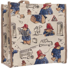 Signare gobelēna plecu soma iepirkumu maisiņš sievietēm ar lāča Paddingtona dizainu (Paddington Bear, SHOP-PADD), Paddington Beige, viens izmērs, Paddington Beige