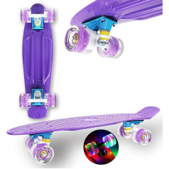 WeLLIFE Skateboard Mini Cruiser Series RGX Skate 22 collas 56 cm bērniem un pieaugušajiem, skeitbords ar gaismas riteņiem PU 78A Cruiser ar apgaismojumu, daudzkrāsains, LED Flash ABEC-7