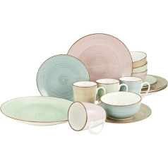 CreaTable, Samba 22582 16 gabaliņu trauku komplekts, porcelāna trauku komplekts, piemērots mazgāšanai trauku mazgājamā mašīnā un mikroviļņu krāsnī, kvalitatīva ražošana