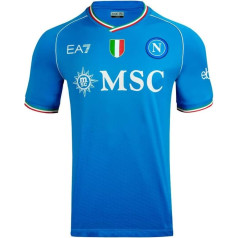 SSC Napoli Vīriešu Maglia Gara Home 23/24, Ea7, Prodotto Ufficiale, Scudetto Tricolore, Dry Touch, Slim Fit, 4XL T-krekls, gaiši zils, gaiši zils