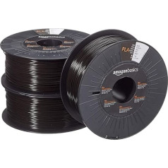 Amazon Basics 3D printera PLA plastmasas filaments, 1,75 mm, melns, 1 kg vienā spolē, 3 spoles