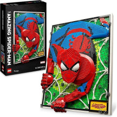 LEGO Art The Amazing Spider-Man plakāts, 3D sienas attēlu komplekts, konstruējams audekla attēls, supervaroņa dekors, radoša darbība, komiksu dāvana pusaudžiem un pieaugušajiem 31209