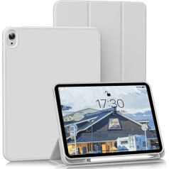 BQDIYOO iPad 10. paaudzes iPad 10.9 collu aizsargvāciņš, korpuss ar spalvaskātu iPad 10 2022, mīksts silikona aizsargvāciņš iPad 10 10.9 collu, automātiska miega/modināšanas funkcija, pelēks