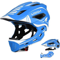 Lixada bērnu velosipēdu ķivere ar pilnu seju noņemama Unisex 52-58 cm bērnu ķivere 2-in-1 integrēta izmēra regulējama ar noņemamu zoda aizsargu Inline ķivere velosipēdiem, skrituļdēļiem