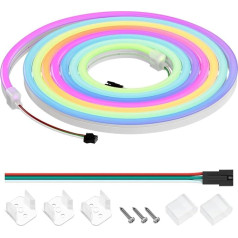 SEZO neona RGB ar WS2811 IC LED lentu, 3 m, 108 LED/M, elastīga neona LED lente, DC24 V, IP67 ūdensizturīga LED lente ar savienotājiem, aptumšojama neona LED lente viesistabai, guļamistabai, sienai