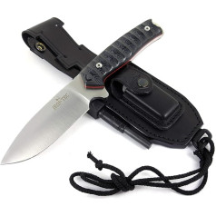 JEO-TEC Nº21 Fixed Blade Knife for Outdoor Survival Bushcraft Hunting and Fishing, 11.5 cm Blade, Sheath and Fire Steel, Handmade in Spain, Full Tang Knife